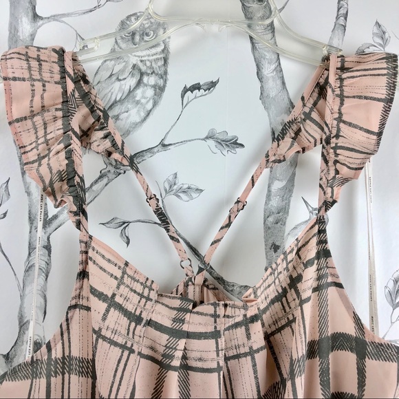 Avec Les Filles blush plaid ruffle strap romper L - Picture 4 of 8